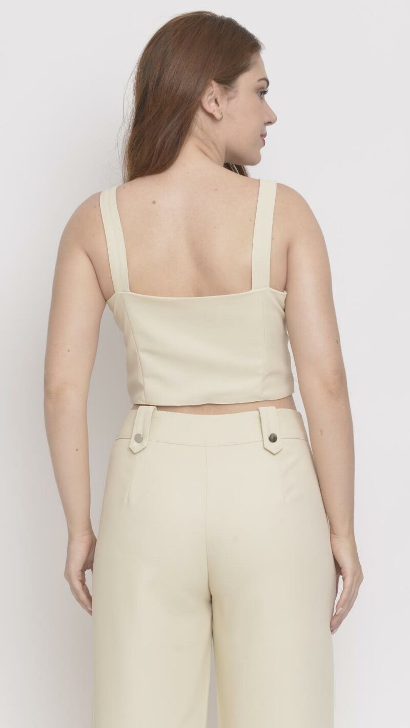 Imagem de Conjunto Bege Sofisticado com Calça Reta e Cropped - Elegância e Conforto para Looks Versáteis